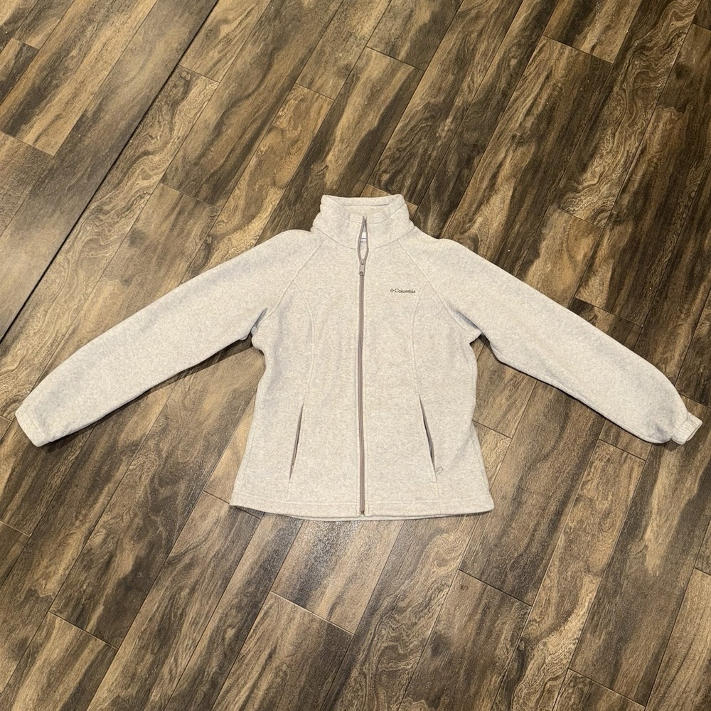 Columbia Jacket Womens M Gray Fleece Full Zip Sweatshirt Hike Camp Gorpcore